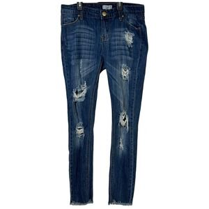 Earl Los‎ Angeles Jeans Size S Medium Blue Distressed Fringe Edgy Streetwear
